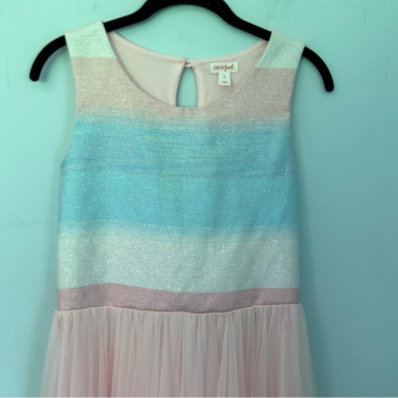 Cat & Jack Pink & Blue Glitter Flowy Sleeveless MIDI Dress Size XL - Picture 2 of 10